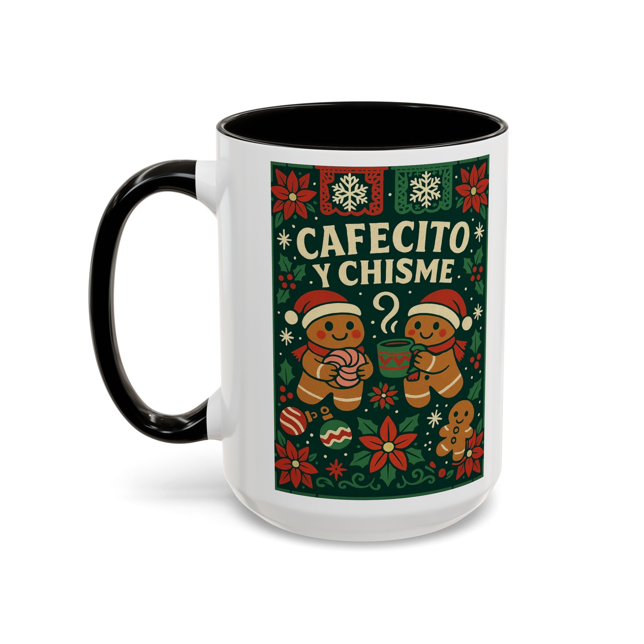 Cafecito y Chisme Mexican Style Talavera Christmas Gingerbread Mug