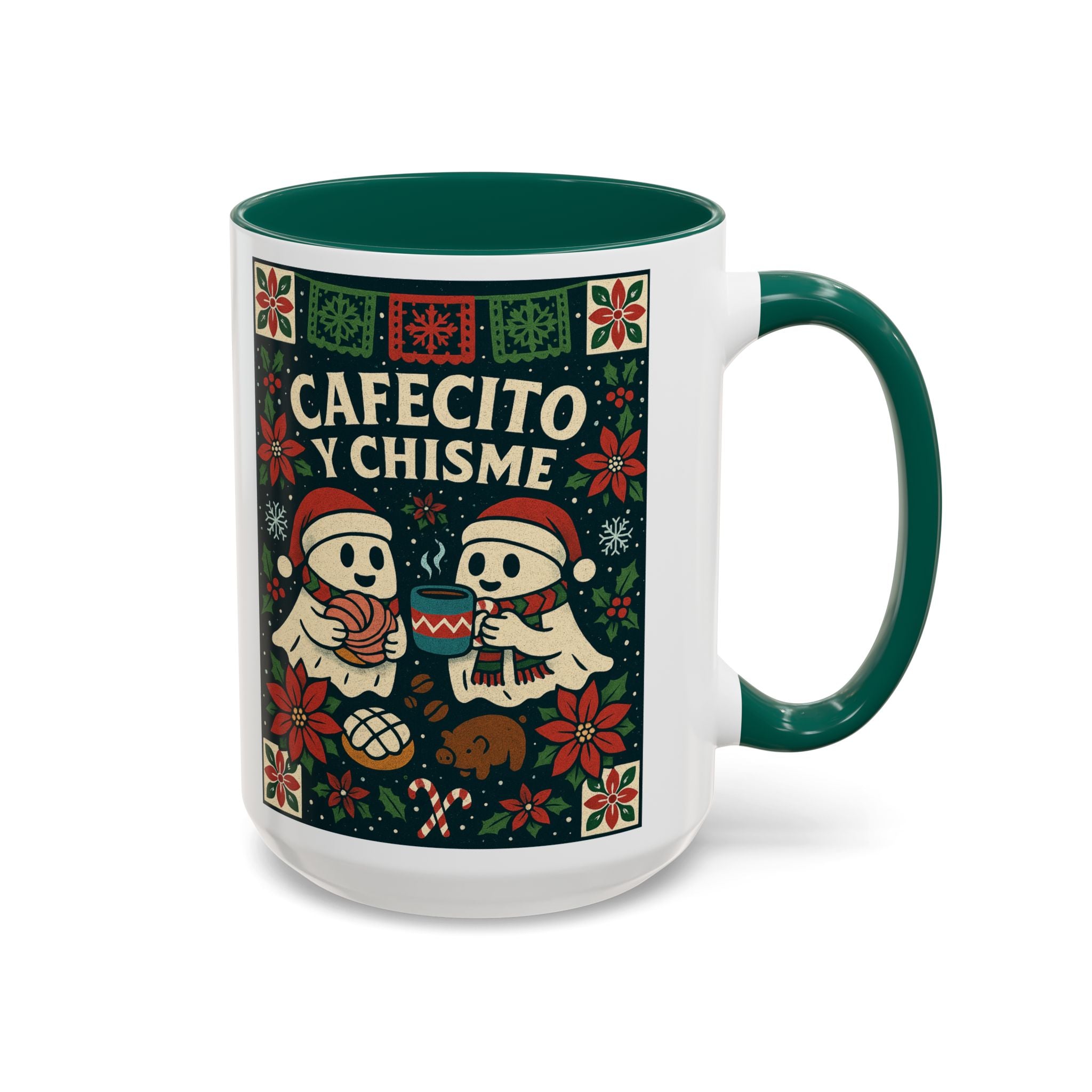 Cafecito y Chisme Mexican Talavera Christmas Mug