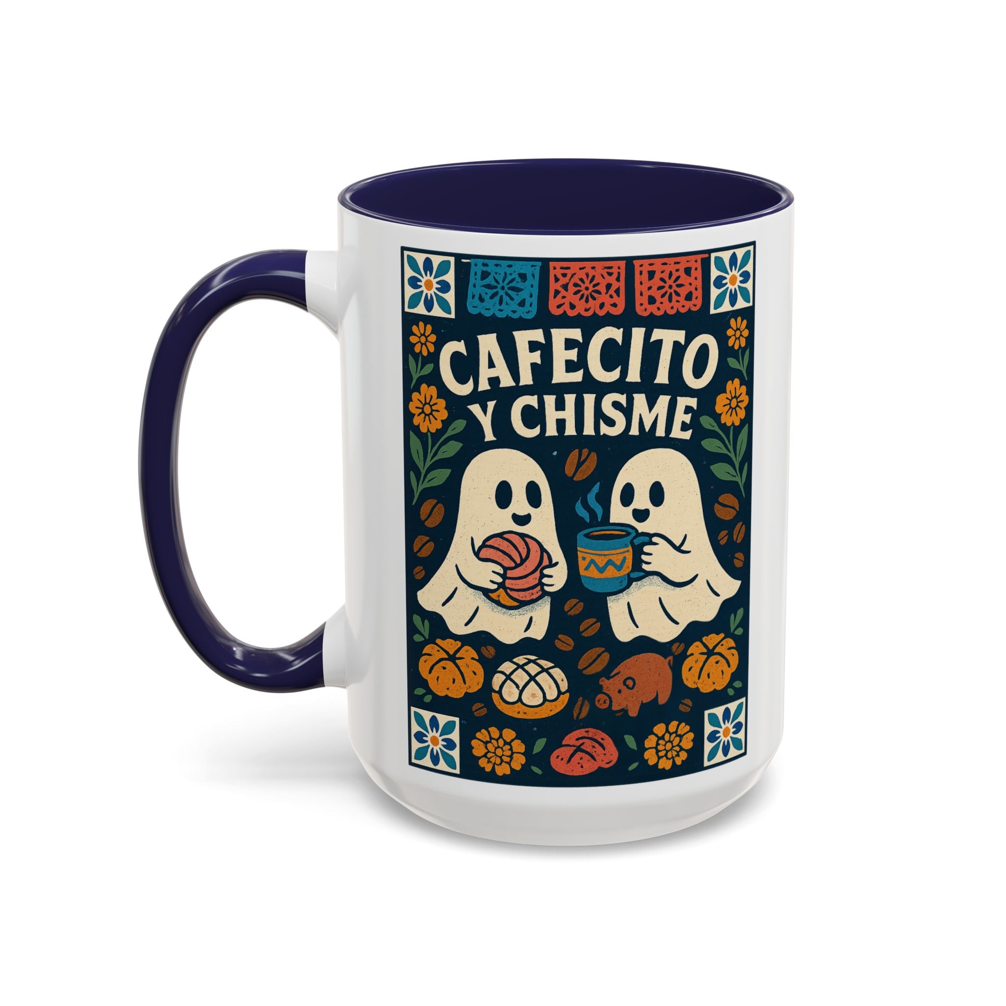 Cafecito y Chisme Mexican Talavera Style Mug