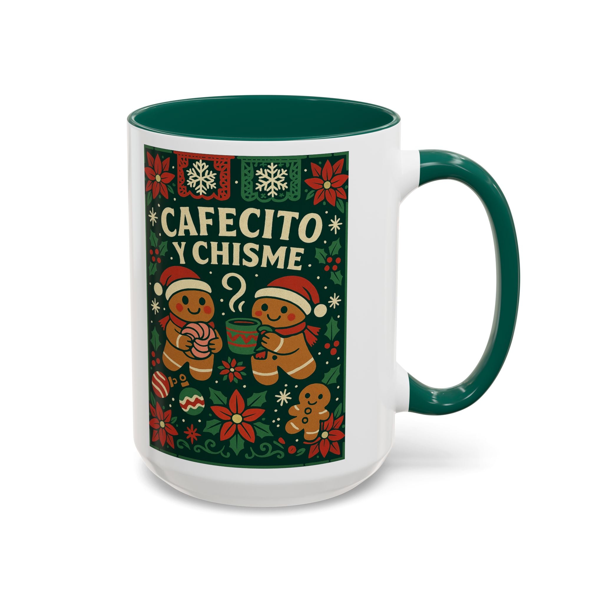 Cafecito y Chisme Mexican Style Talavera Christmas Gingerbread Mug