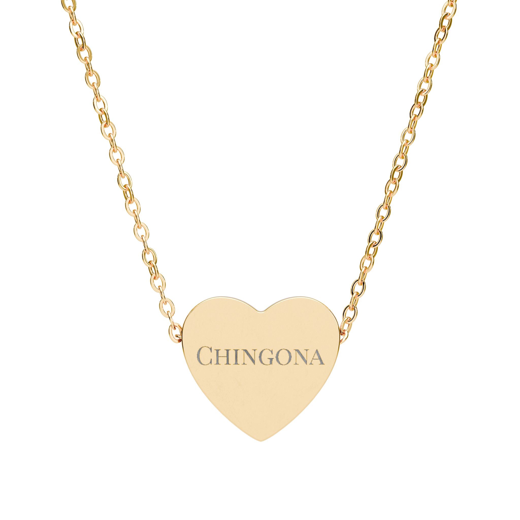 Chingona Laser Engraved Heart Shaped Necklace