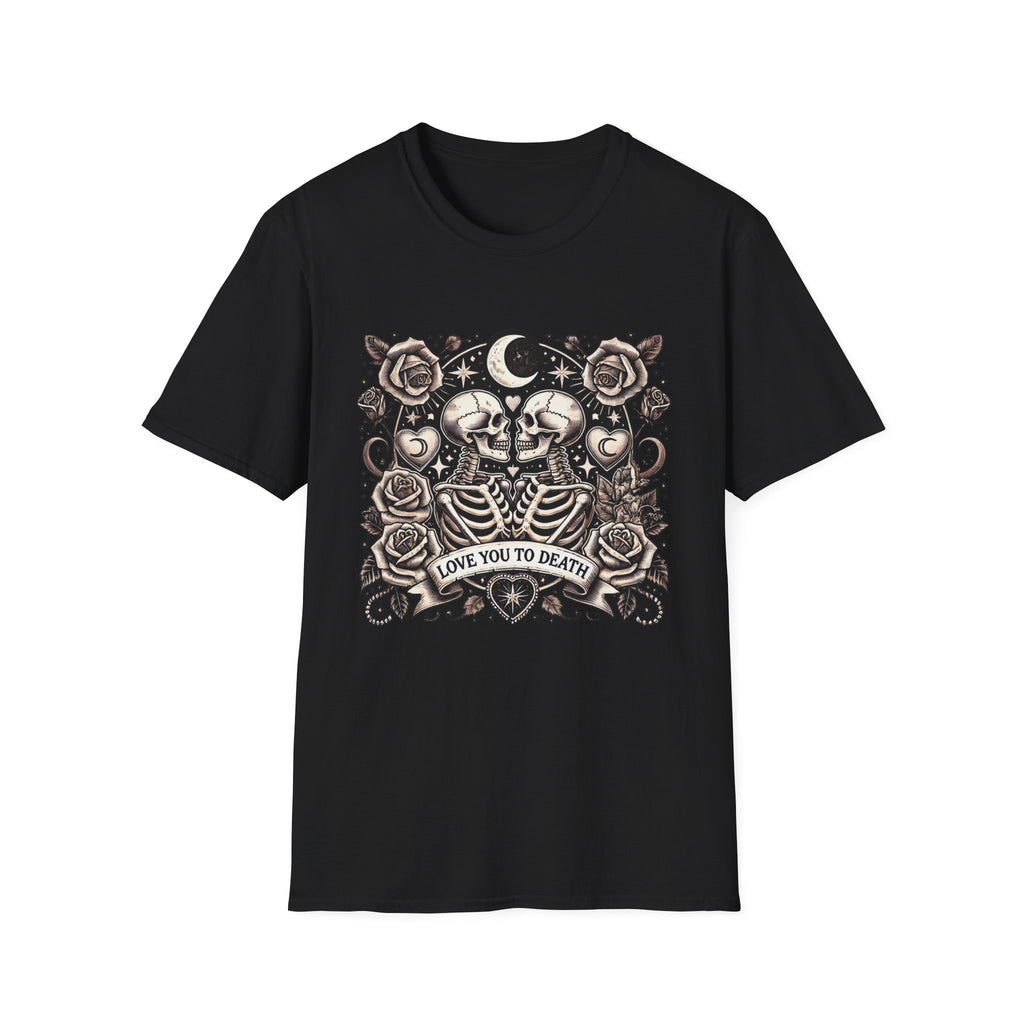 Love You To Death Skeleton Shirt – Gothic Valentine Graphic Tee