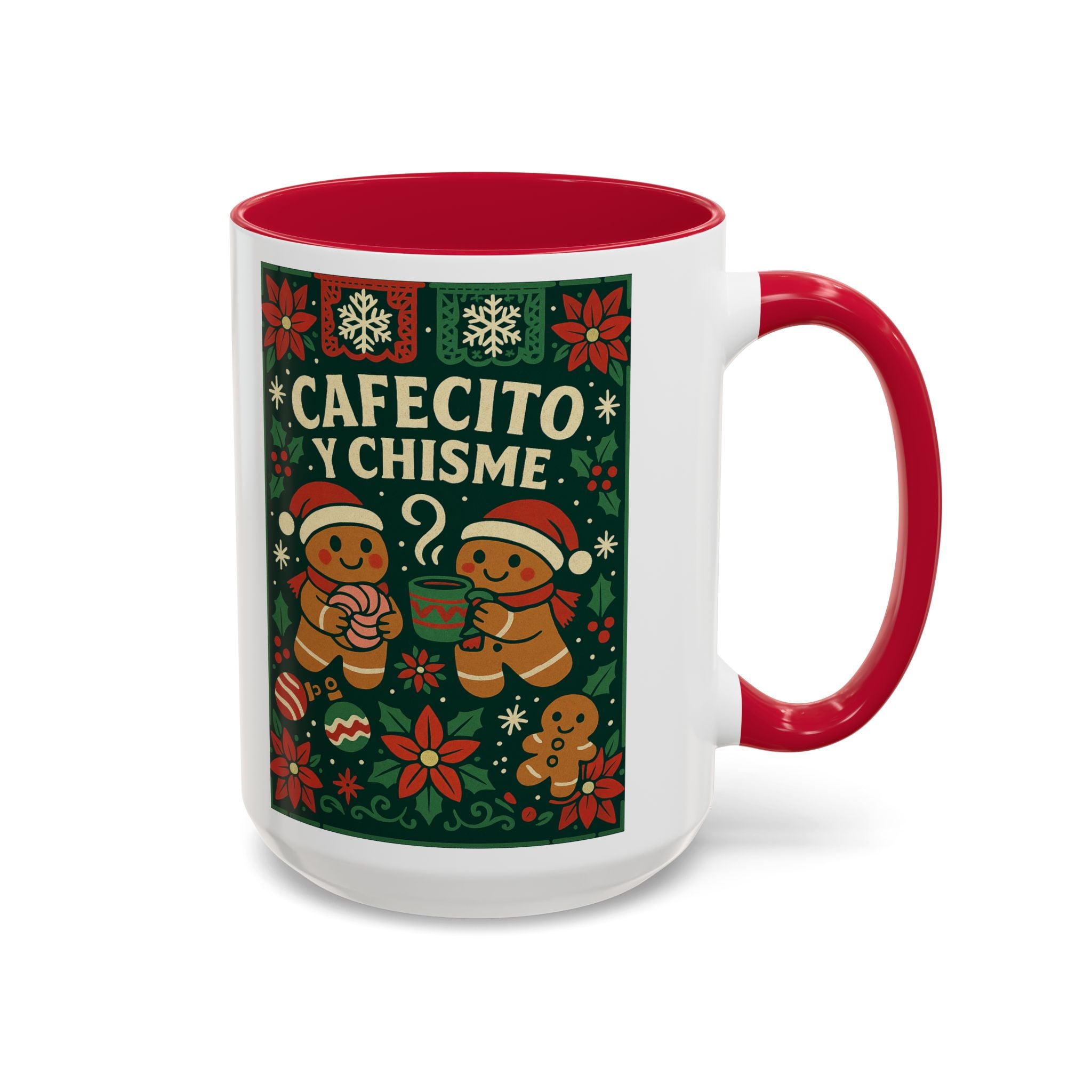 Cafecito y Chisme Mexican Style Talavera Christmas Gingerbread Mug