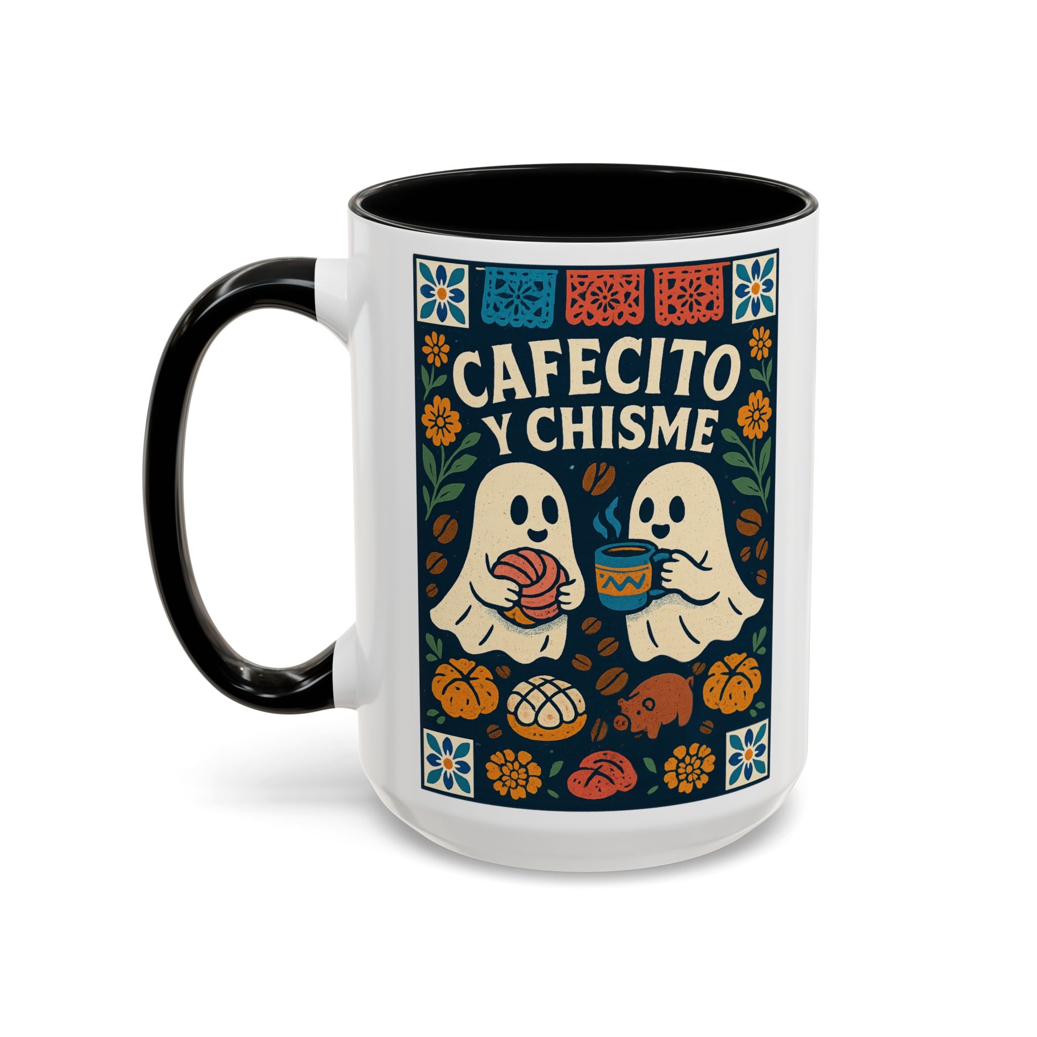 Cafecito y Chisme Mexican Talavera Style Mug