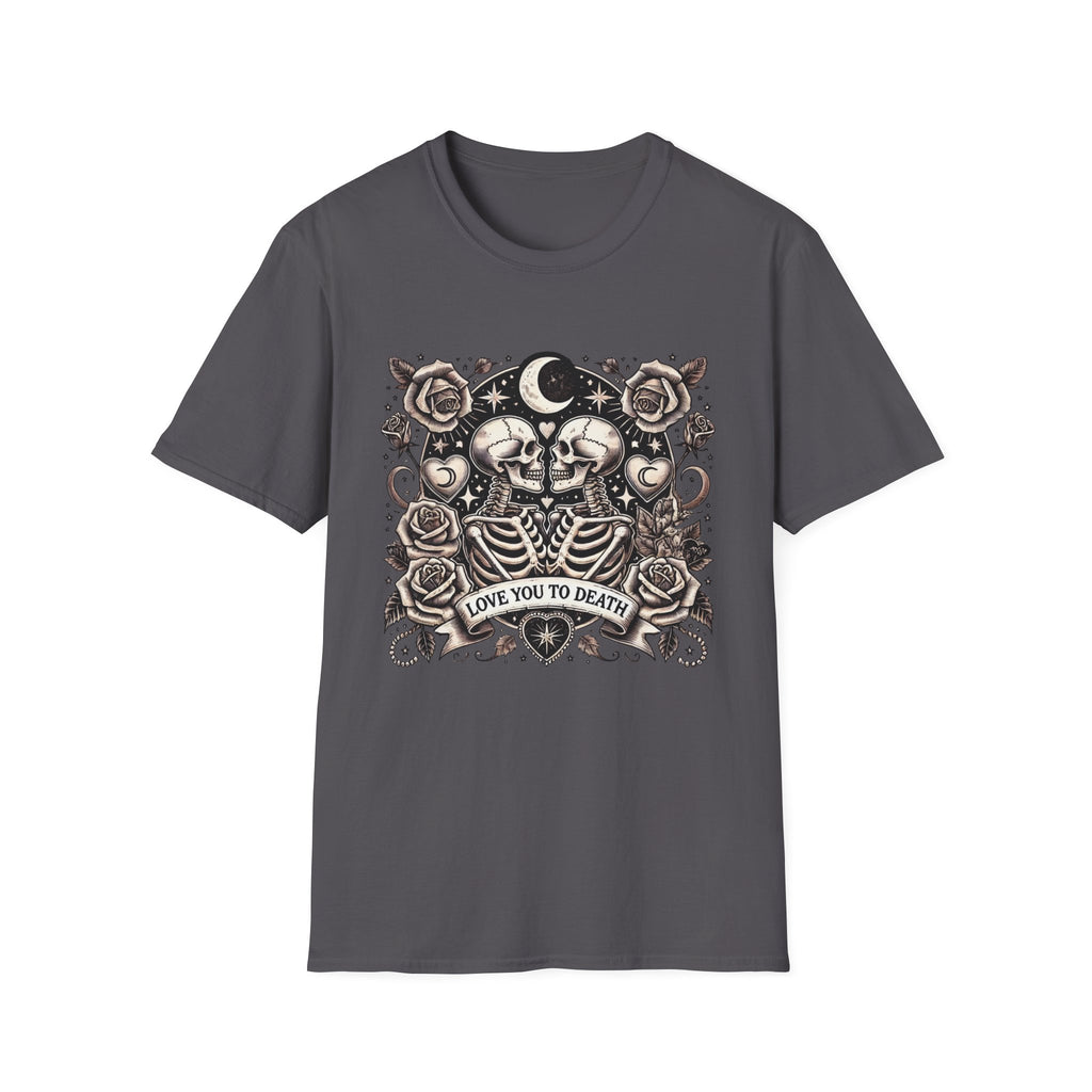 Love You To Death Skeleton Shirt – Gothic Valentine Graphic Tee