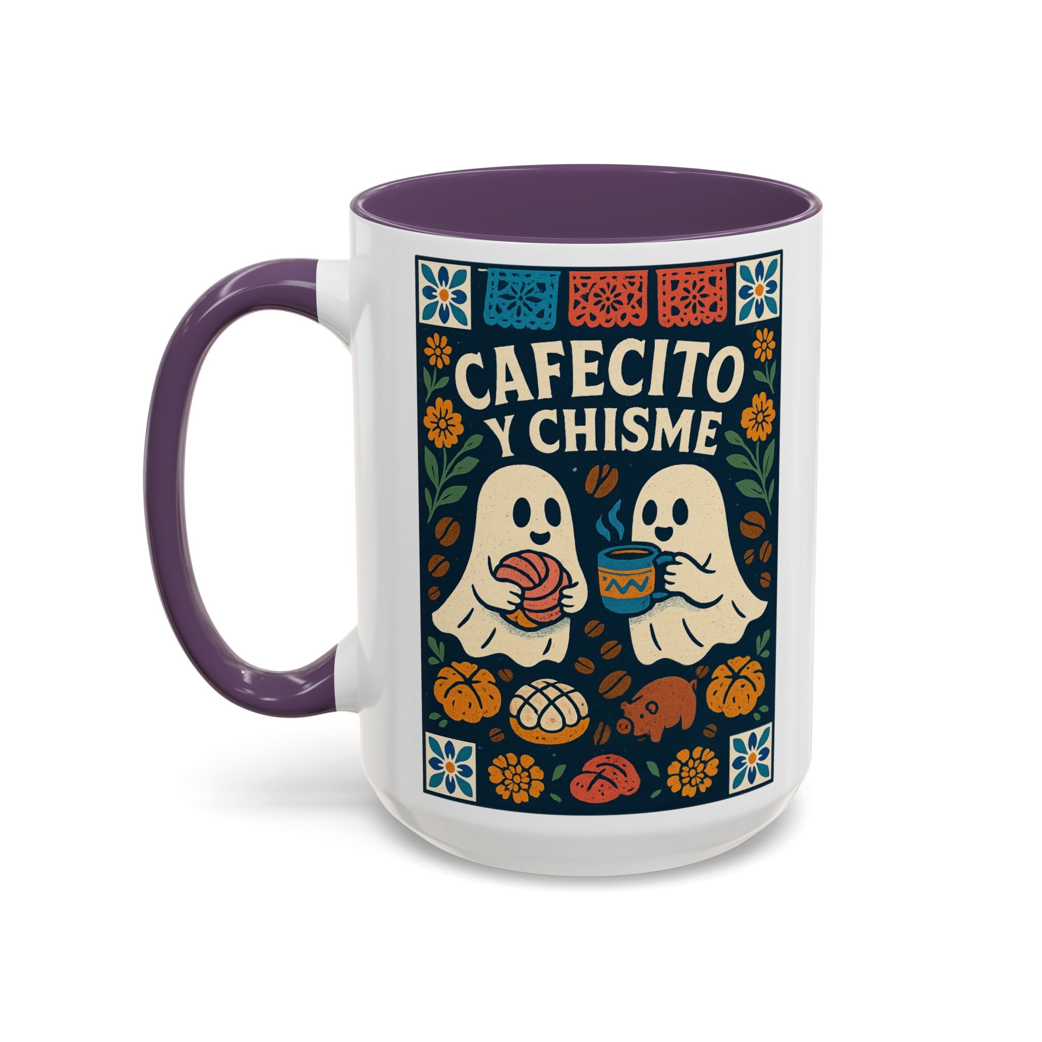 Cafecito y Chisme Mexican Talavera Style Mug