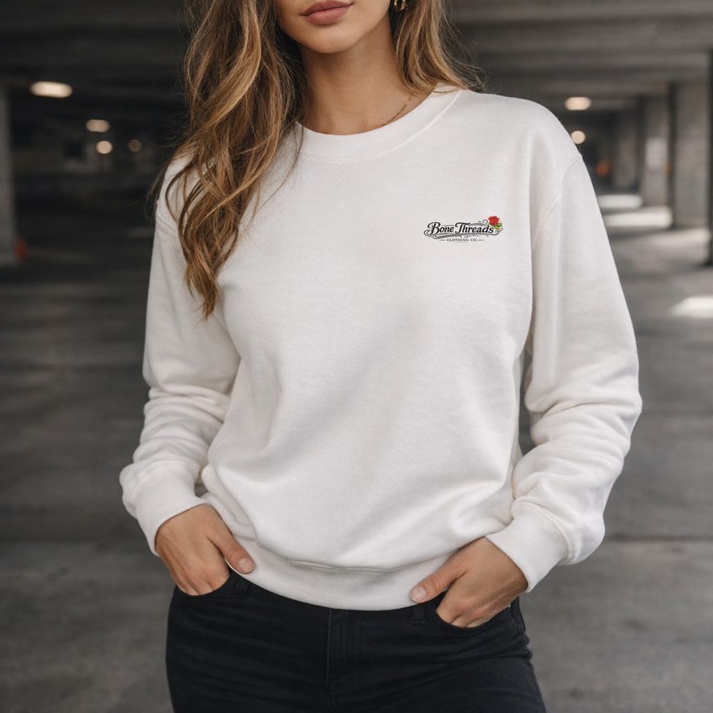 Surviving Not Thriving Sweatshirt — Skull & Roses Graphic Crewneck