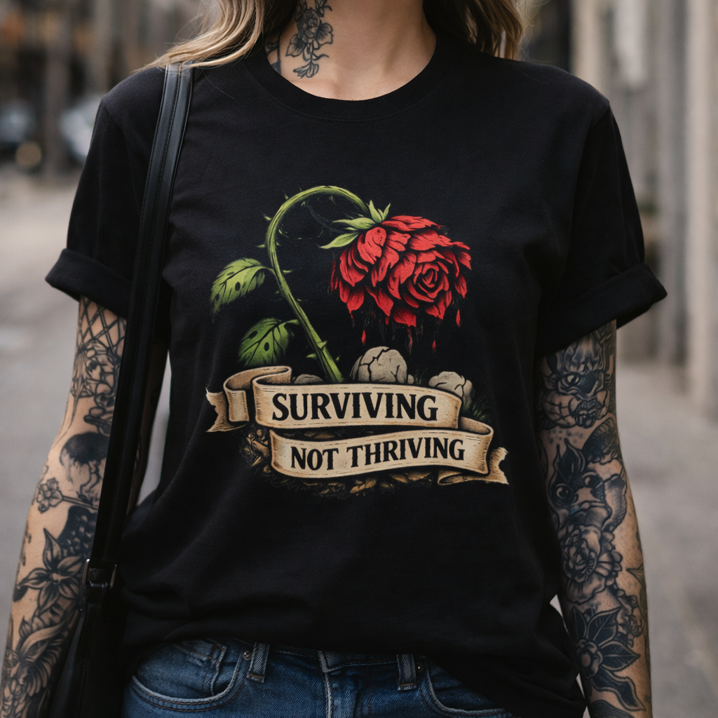 Surviving Not Thriving Floral Rose Graphic Tshirt
