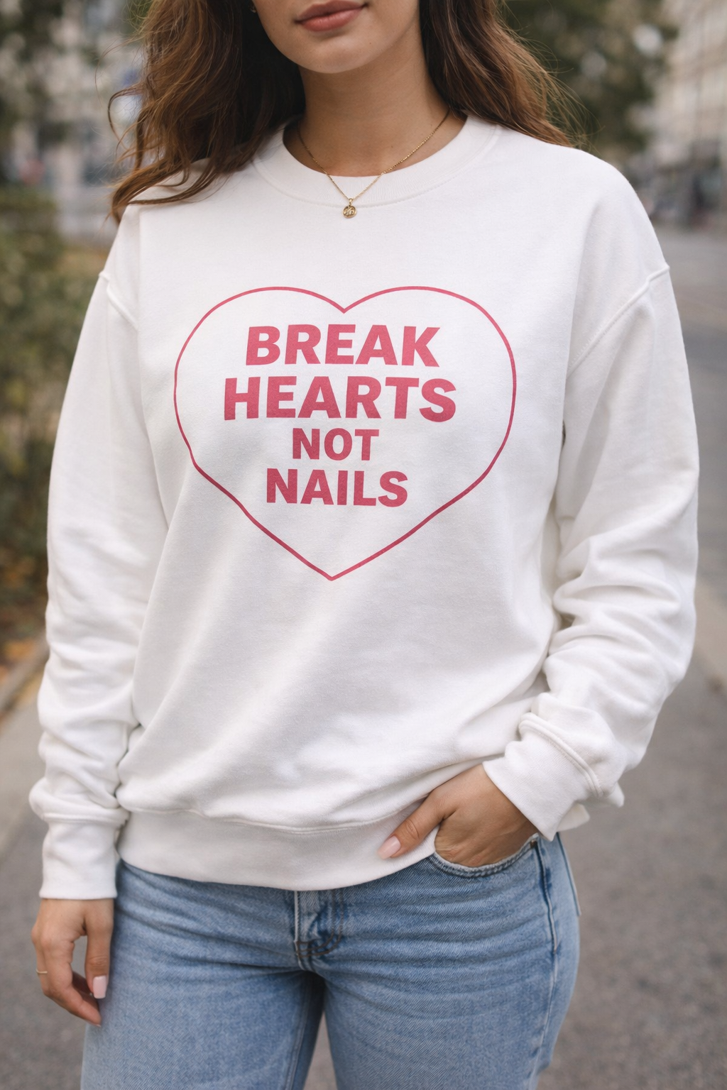 Break Hearts Not Nails Women's Valentines Day Sweatshirt