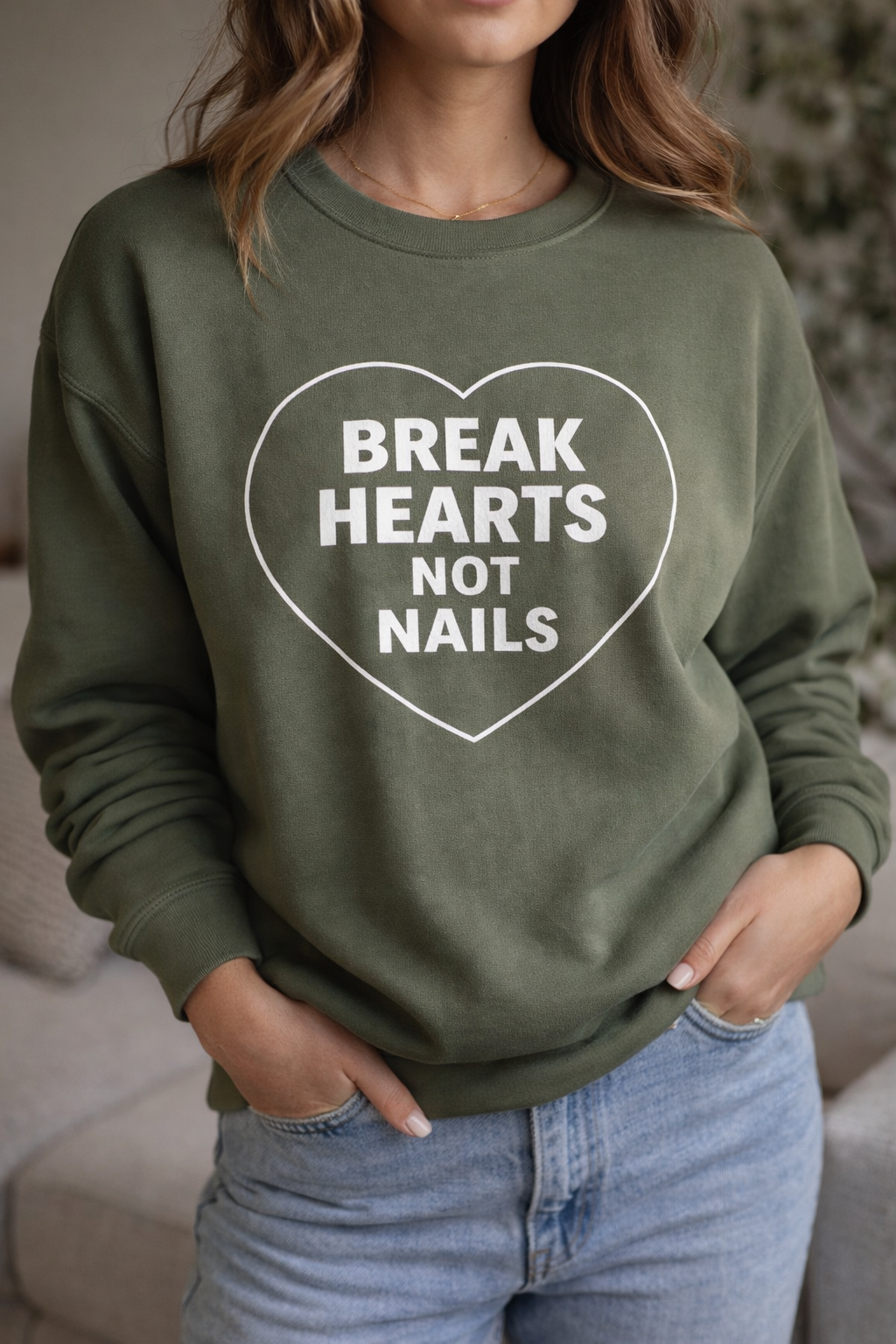 Break Hearts Not Nails Women's Valentines Day Sweatshirt