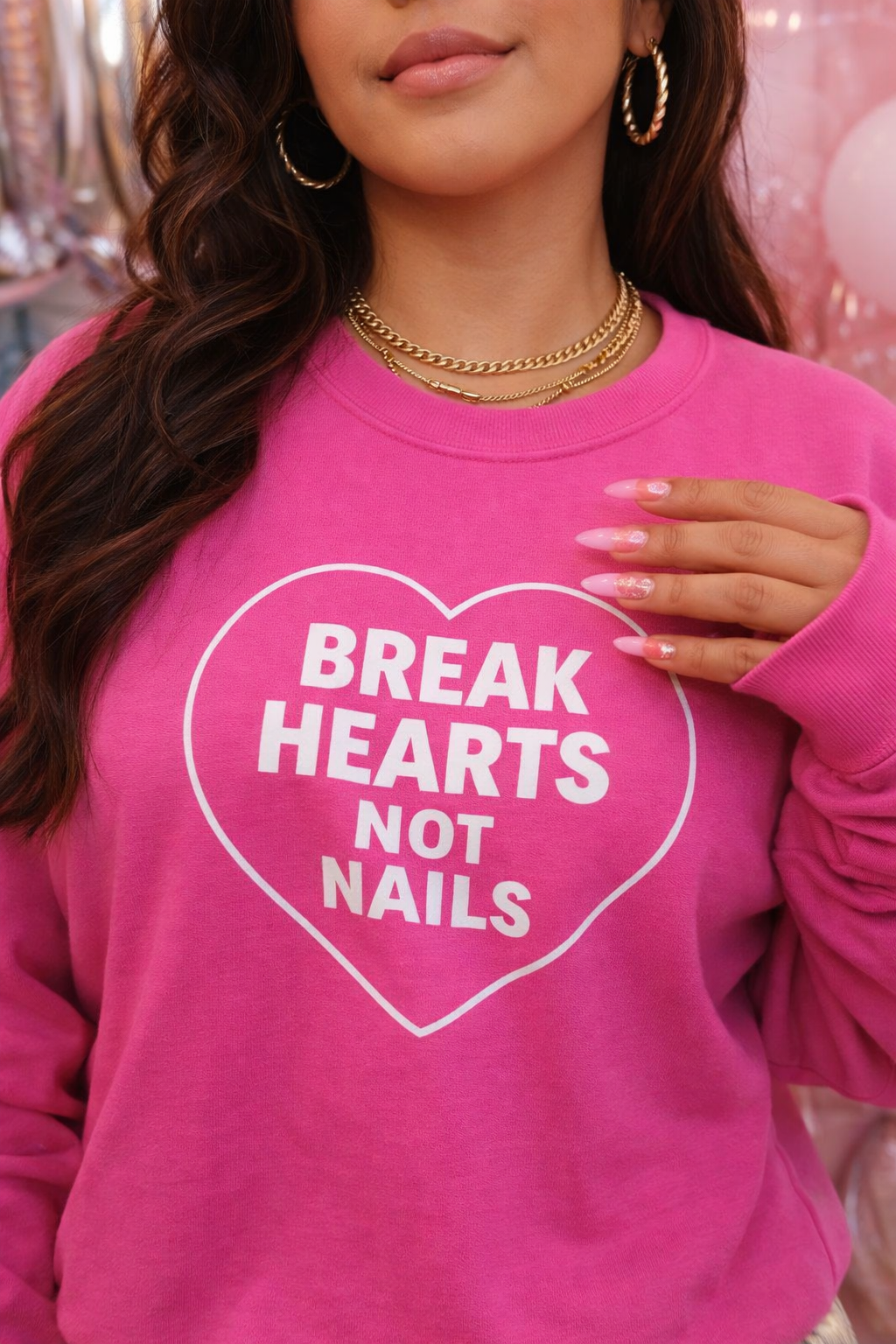 Break Hearts Not Nails Women's Valentines Day Sweatshirt