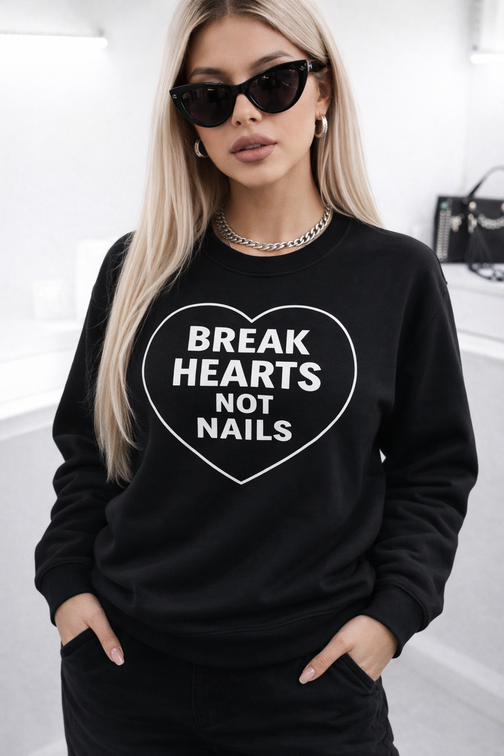 Break Hearts Not Nails Women's Valentines Day Sweatshirt