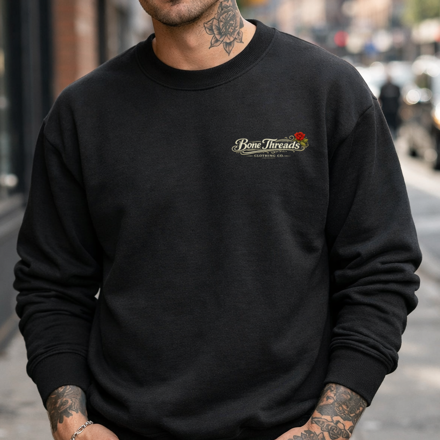 Surviving Not Thriving Sweatshirt — Skull & Roses Graphic Crewneck