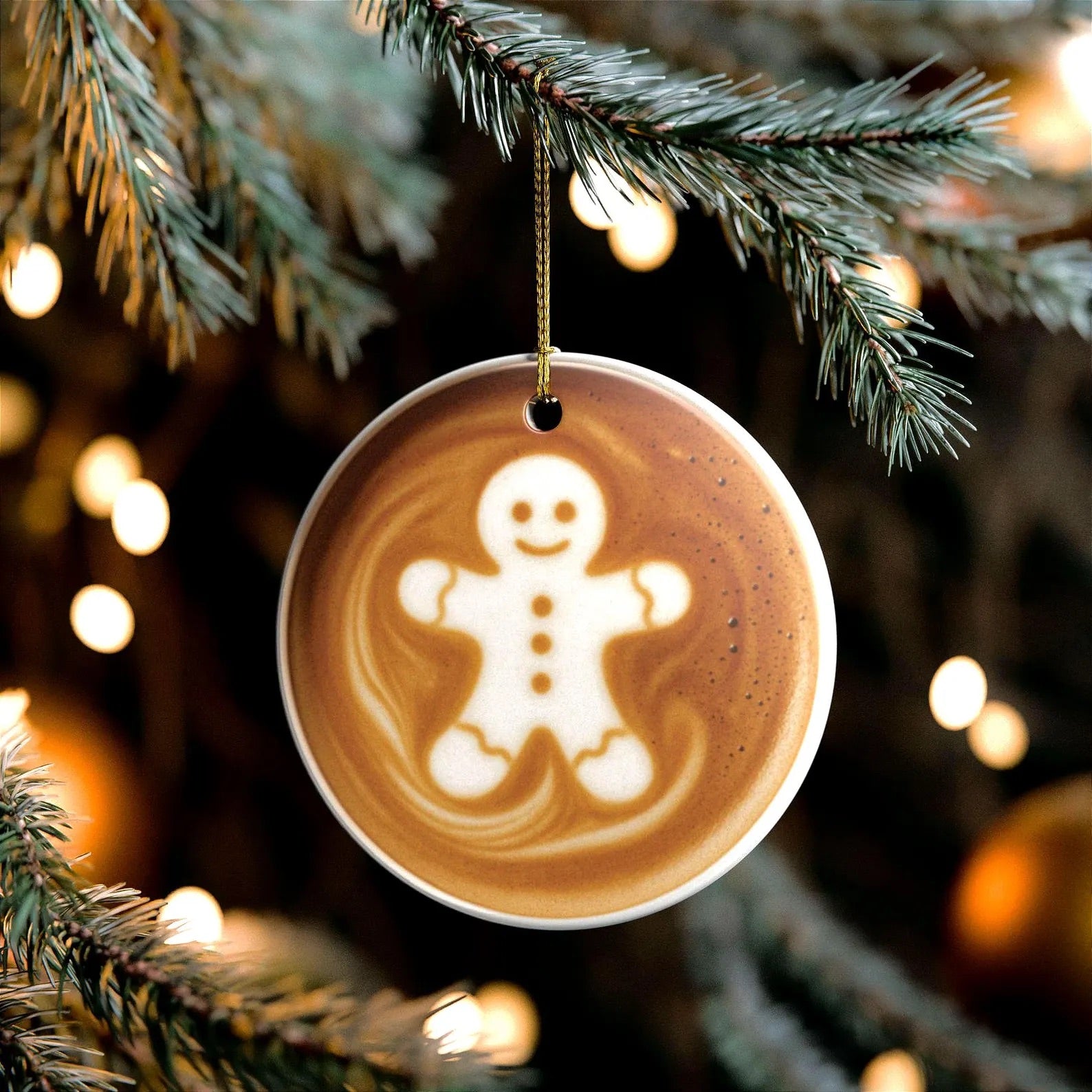 Gingerbread Latte Art Christmas Tree Ornament