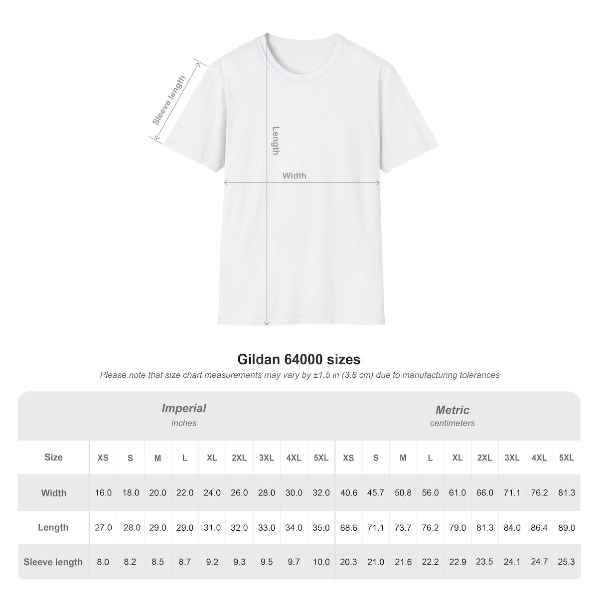size chart for matcha social club tshirt