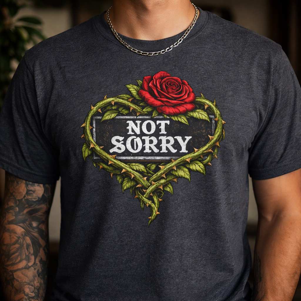 Alternative grunge rose heart t-shirt in dark heather grey